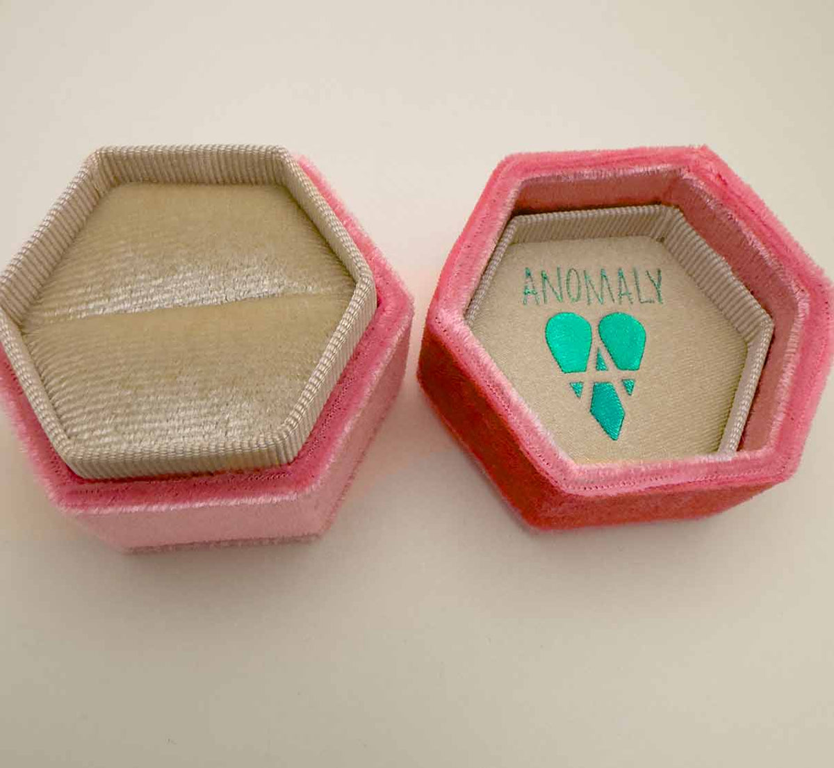 Velvet Ring Box in Pink by Anomaly Jewelry