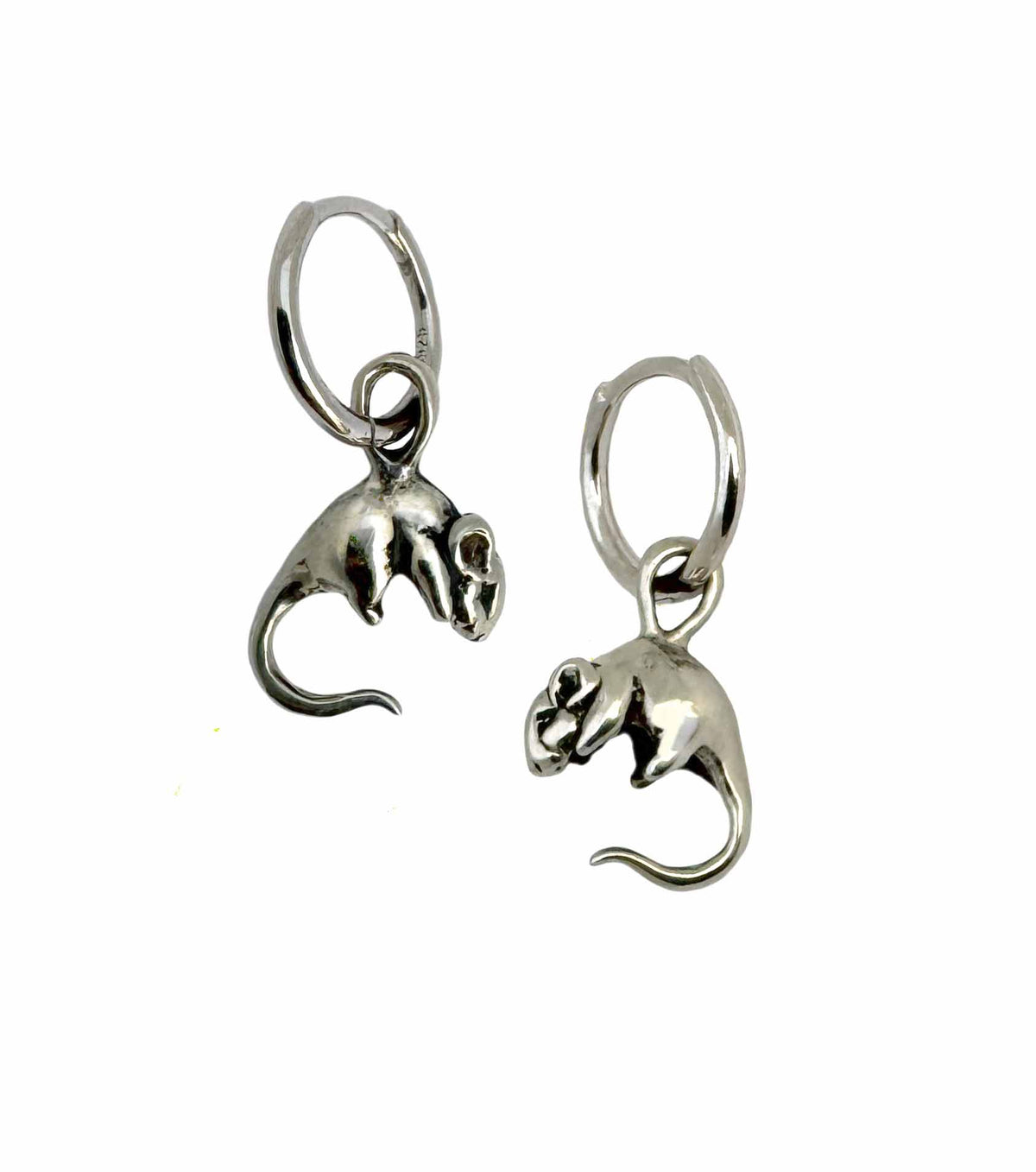 rat hoop earrings silver