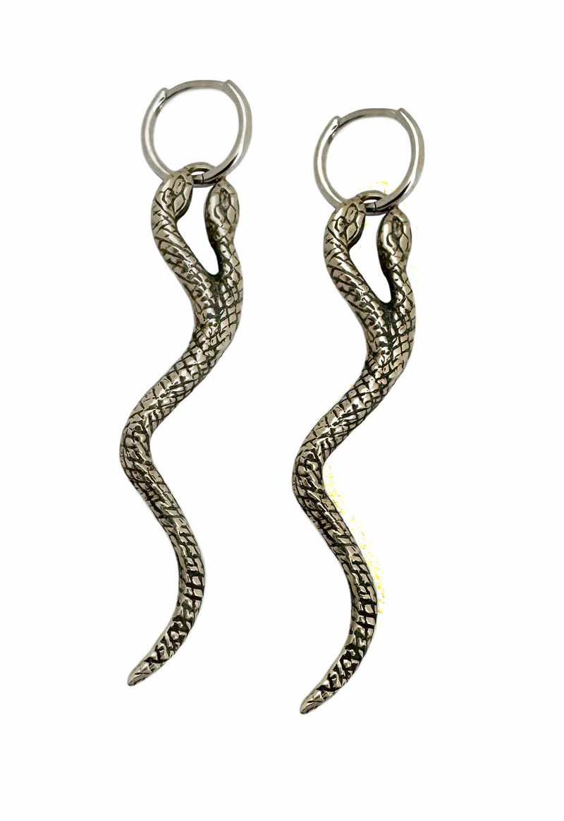 Two Headed Snake Hoop Earrings