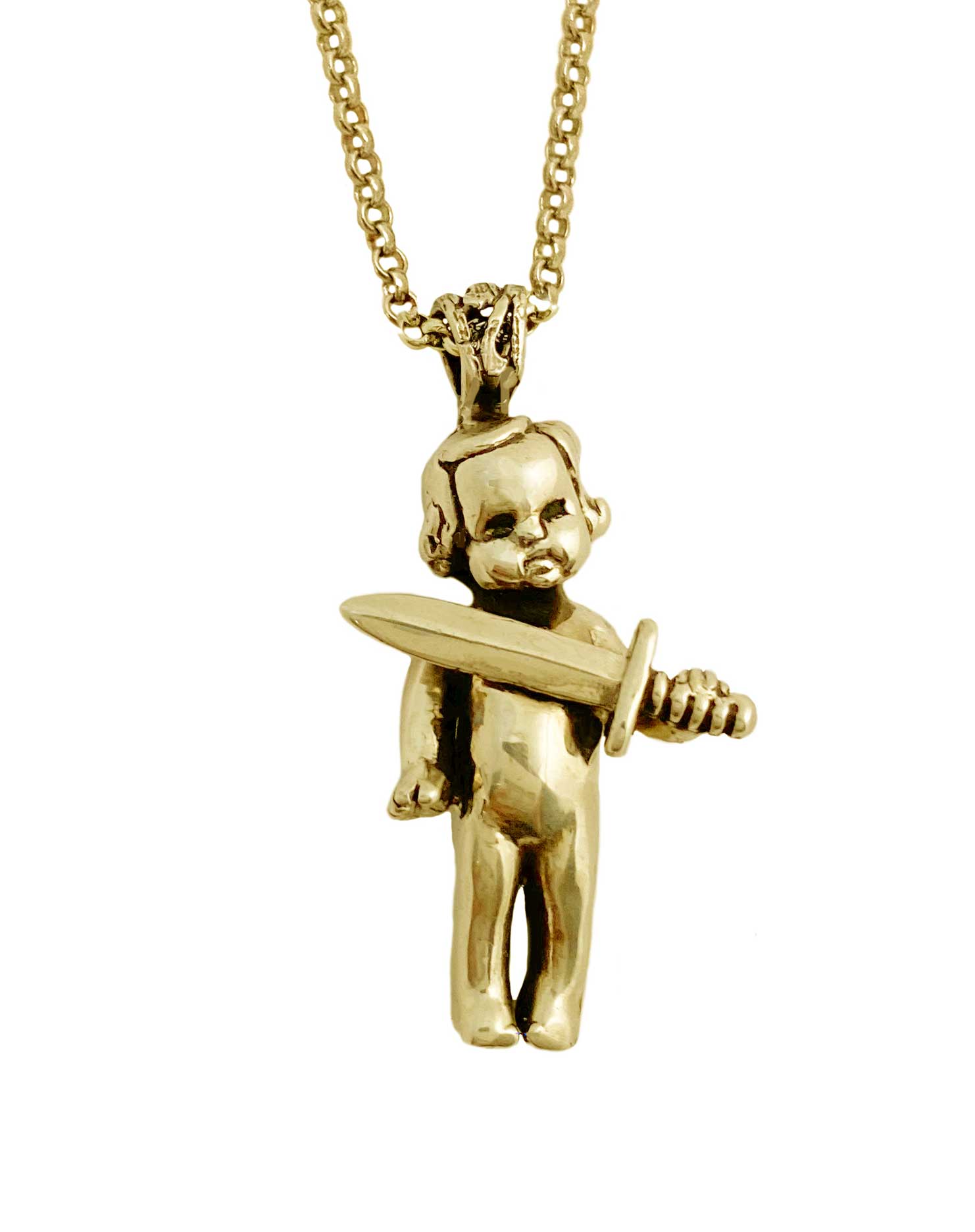 9ct Gold Omega Necklace Rag Doll Pendant | eBay