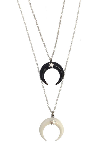 Crescent Moon Necklace with Star black – Anomaly